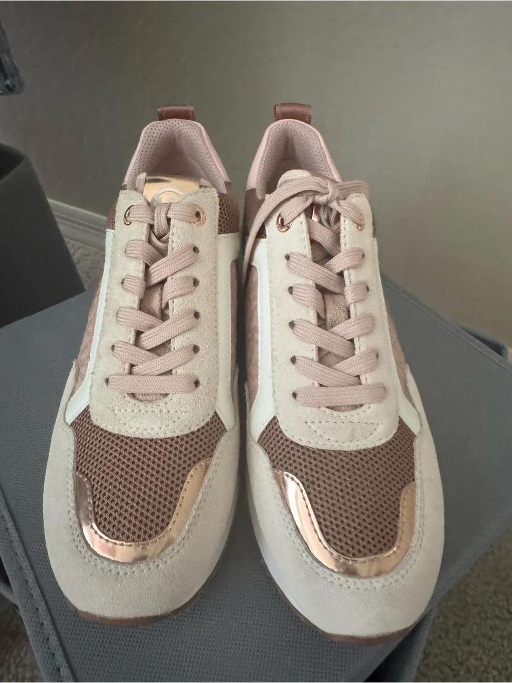 Michael Kors Beige, Pink and Brown Low-Top Sneakers